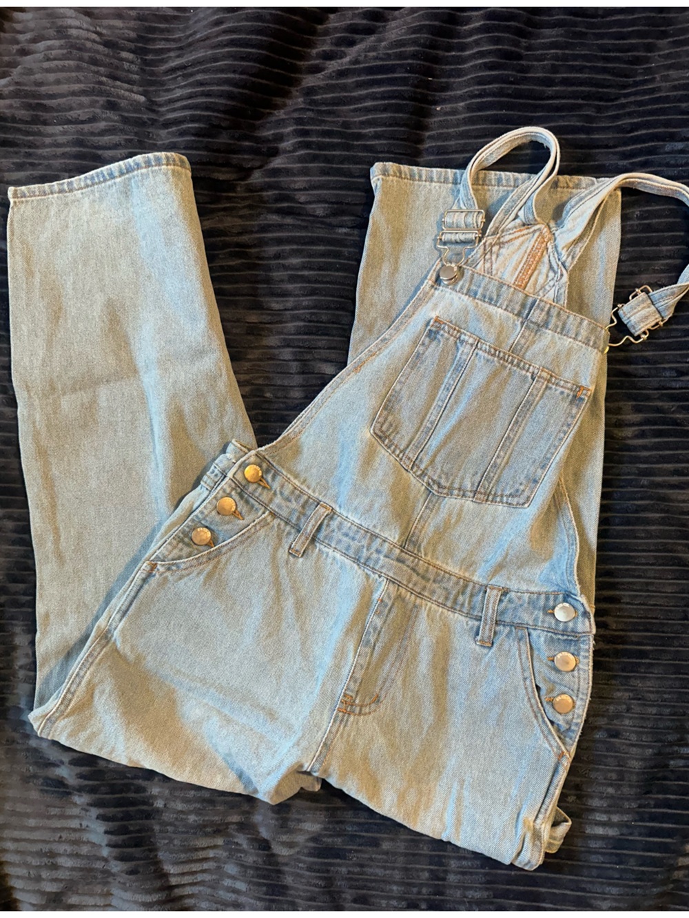 RSQ Light Blue Denim girls X-Large Jean Overalls with Metal Button Details